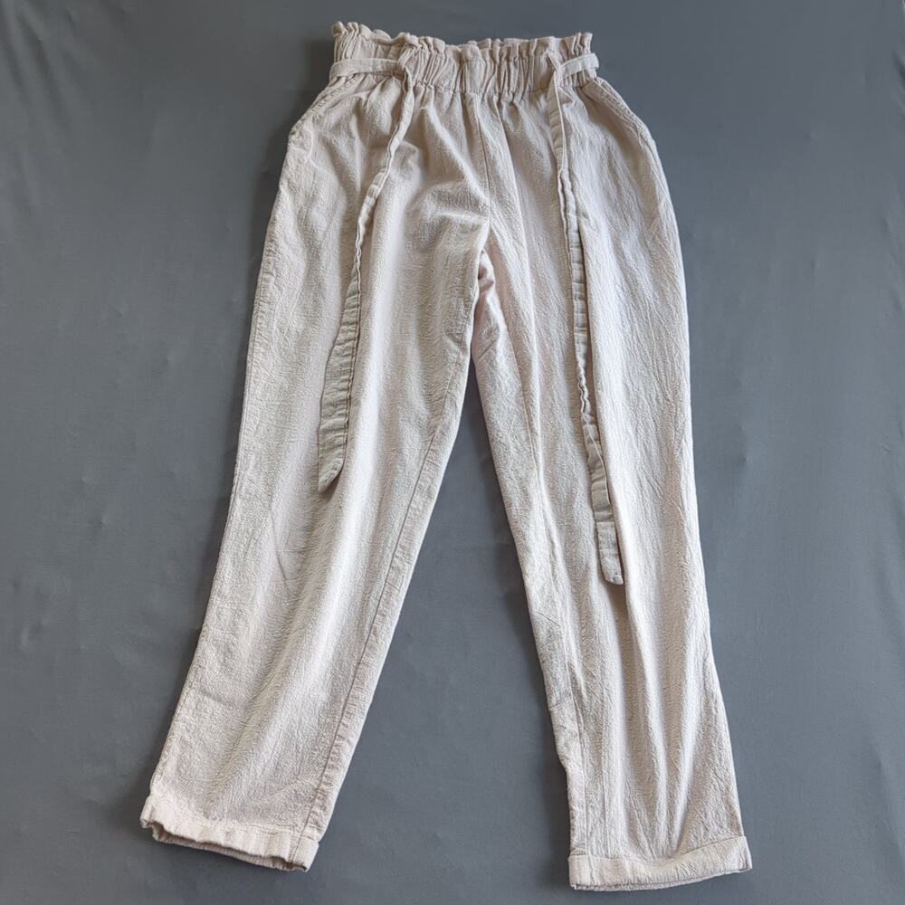 Cream Cotton Gauze Paperbag Pants Boho Coastal Grandma Minimalist